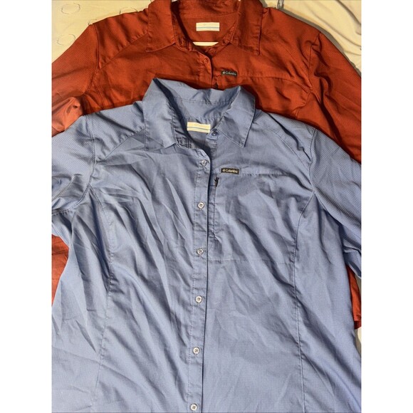 Columbia Shirt Mens XXL Button Up Navy Blue & Maroon Omni Shade Vented Lot Of 2 - Picture 1 of 12